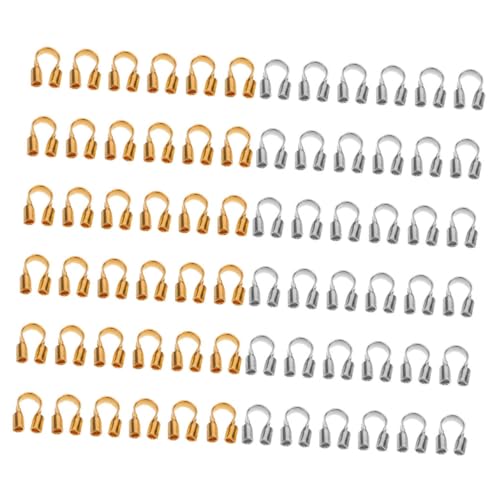 FIXOSHEE 400 Stück U Förmige Metall Drahtschutzbügel Kupfer Schmuckverbinder für Armband und Halskettenherstellung Einfach zu Montierende Endverbinder DIY Perlen Zubehör Gold und Silber von FIXOSHEE