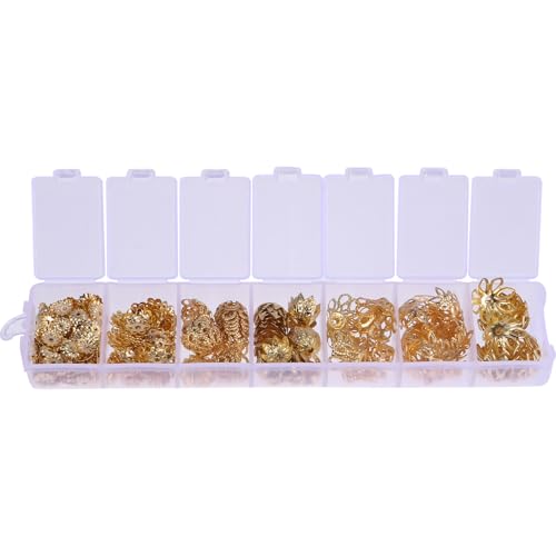 FIXOSHEE 430 Stück Teiliges DIY Schmuckset mit Hohlen Blumenanhängern aus Langlebiger Legierung Vielseitige Bastelperlen für Halsketten Armbänder Schlüsselanhänger und Mobile Dekorationen von FIXOSHEE