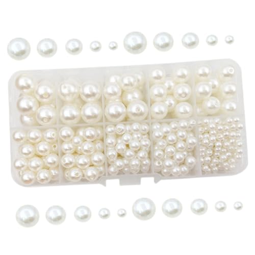 FIXOSHEE 440 Stück Teiliges Abs Perlen Leichte Glatte Weiße Perlen für DIY Halsketten Armbänder und Schmuckherstellung zum Basteln von Schmuck und Accessoires von FIXOSHEE