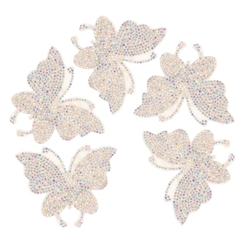 FIXOSHEE 5 Stck Teiliges Glitzer Schmetterling Kristall Sticker Selbstklebend Funkelnde Strasssteine Vielseitig für Auto Kleidung Laptop und Fenster Dekoration Farblich Changierend von FIXOSHEE