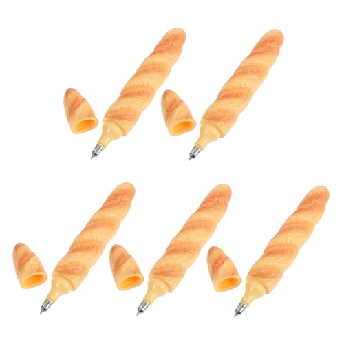 FIXOSHEE 5 Stück Kugelschreiber Brotform Schwarzschreibend Kreativer Food Stift für Schule Büro Leicht Tragbar Mit Realistischem Baguette Design Als Originelle Schreibtischdeko von FIXOSHEE