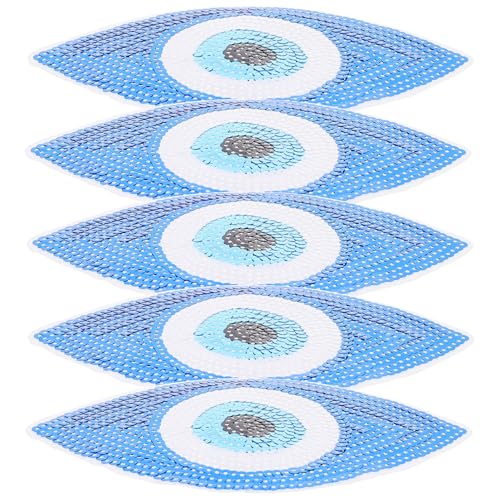 FIXOSHEE 5 Stück Teiliges Bestickte Pailletten augen Aufnäher DIY Kleidung Applikationen zum Aufnähen Dekorative Stoffflicken für Kleidung Reparatur und Bastelzubehör Vielseitig für von FIXOSHEE