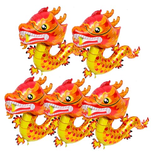 FIXOSHEE 5 Stück Teiliges Cartoon Dragon Folienballons Rote Aluminiumdrachen für Chinesisches Neujahr Partydeko Leichte Lebendige Luftballons mit Niedlichem Design als Fotorequisite und FIXOSHEE 5 Stück Teiliges Cartoon Dragon Folienballons Rote Aluminiumdrachen für Chinesisches Neujahr Partydeko Leichte Lebendige Luftballons mit Niedlichem Design als Fotorequisite und von FIXOSHEE