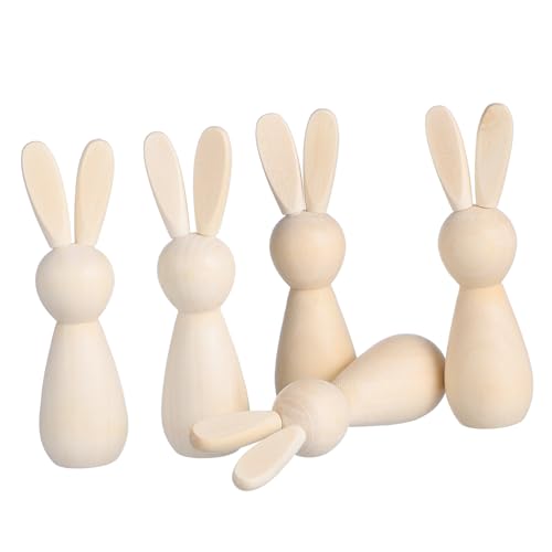 FIXOSHEE 5 Stück Teiliges DIY Holz Hasen Figuren Naturbelassene Holzornamente mit Glatten Kanten Bemalbare Tischdekorationen für Ostern Kreative Handwerksprojekte für Erwachsene FIXOSHEE 5 Stück Teiliges DIY Holz Hasen Figuren Naturbelassene Holzornamente mit Glatten Kanten Bemalbare Tischdekorationen für Ostern Kreative Handwerksprojekte für Erwachsene von FIXOSHEE