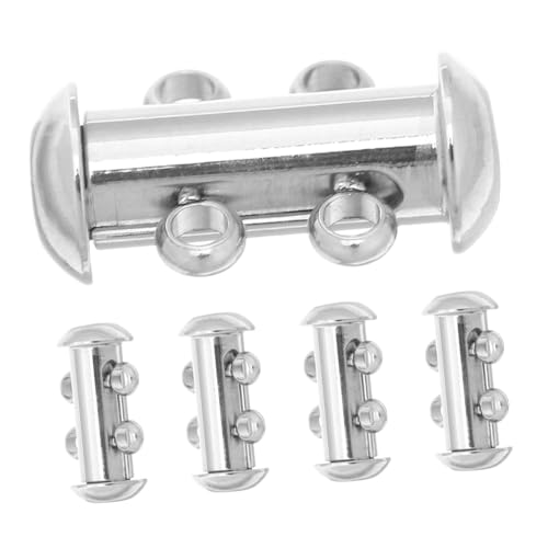 FIXOSHEE 5 Stück Teiliges Edelstahl Doppelreihen Halskettenverschluss Langlebiger Schmuckverbinder für Mehrschichtige Ketten Diy-freundlich für Individuelle Armband Halskettenkreationen von FIXOSHEE