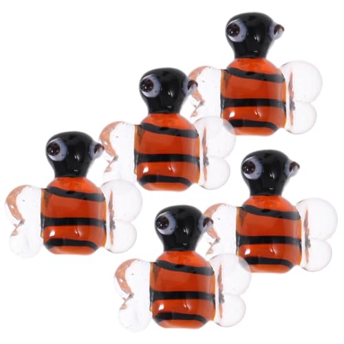 FIXOSHEE 5 Stück Teiliges Glas Bienen Charms für Schmuckherstellung Realistische Tieranhänger aus Glas Bienenförmige Perlen für Armbänder Halsketten DIY Schmuck Zubehör für Naturliebhaber von FIXOSHEE