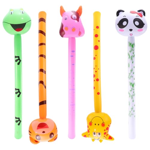 FIXOSHEE 5 Stück Teiliges PVC Aufblasbares Bunter Bouncy Stick für Langlebig und Sicher als Lustige Partydeko Zufällige Tiermotive Wie Kuh Tiger Panda Reh von FIXOSHEE