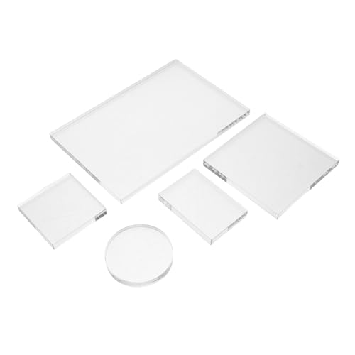 FIXOSHEE 5 Stück Teiliges Transparentes Acryl Stempelblock Stabiles und Leichtes DIY Tool für Präzises Stempeln für Scrapbooking Kartenherstellung und Planerdekoration von FIXOSHEE