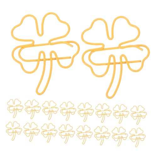 FIXOSHEE 50 Stück Büroklammer Mit Vierblättrigem Kleeblatt Shamrock Lesezeichenclip Süßes Briefpapier Lesezeichen Büroklammer Kleeblatt-büroklammer Nettes Schreibtischzubehör Yellow Metall von FIXOSHEE