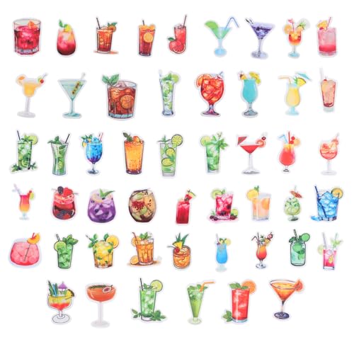 FIXOSHEE 50 Stück DIY Aufkleber Wein Glas Motive Selbstklebend Dekorative Sticker für Flaschen Geschenkverpackung Scrapbook Tagebuch Gestaltung von FIXOSHEE