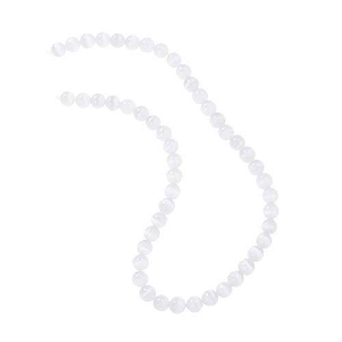 FIXOSHEE 50 Stück Edelsteinarmband Katzenaugen Perlen pro Strang Natürliche Schmuckperlen Weiß DIY Zubehör für Unisex Schmuckherstellung und von FIXOSHEE