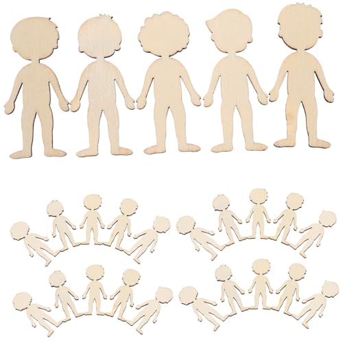 FIXOSHEE 50 Stück Holzfiguren Jungen Holzscheiben zum Bemalen Glatte Kanten Robustes Naturholz für DIY Basteln Kindergarten Kreative Holzklötzchen FIXOSHEE 50 Stück Holzfiguren Jungen Holzscheiben zum Bemalen Glatte Kanten Robustes Naturholz für DIY Basteln Kindergarten Kreative Holzklötzchen von FIXOSHEE