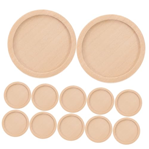 FIXOSHEE 50 Stück Runde Holzschalen Anhängerschalen Bastelbasis mit Außendurchmesser und Innendurchmesser Natürlicher Holzsockel für Broschennadeln Schmuckherstellung DIY Zubehör von FIXOSHEE