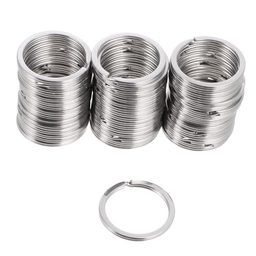 FIXOSHEE 50 Stück Schlüsselringe Flach Robust Langlebig Poliert Silberfarbig für Autoschlüssel DIY Schmuck Bastelarbeiten Schlüsselanhänger Zubehör von FIXOSHEE