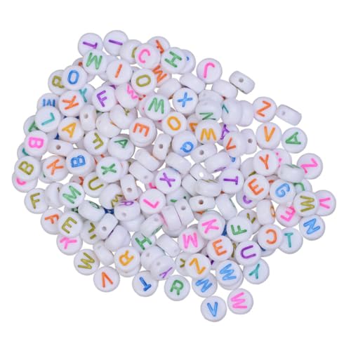FIXOSHEE 500 Stück Bunte Buchstabenperlen für DIY Schmuck Runde Acrylperlen zum Auffädeln für Armbänder und Bastelprojekte für Familienaktivitäten von FIXOSHEE
