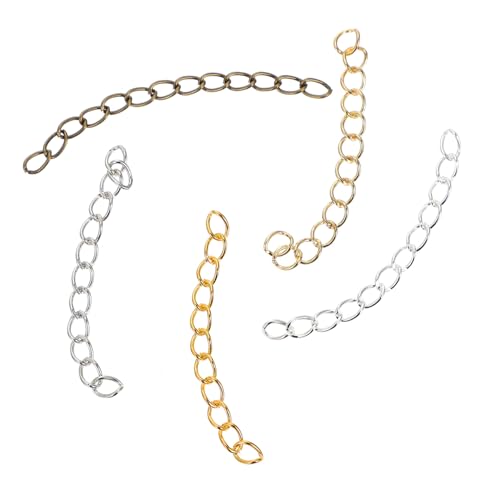FIXOSHEE 500 Stück Edelstahl Verlängerungsketten Verlängerungskette für Schmuck DIY Armband Halskette Zubehör Einstellbar Silber Antikbronze Gold Gold Rhodium Farben von FIXOSHEE