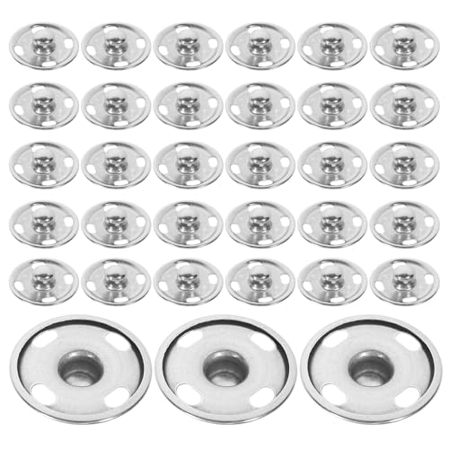 FIXOSHEE 50Sätze Metall Druckknöpfe zum Annähen Silber Langlebige Schnappverschlüsse für DIY Handwerk und Kinderbekleidung Sichere Elektroplattierung Vielseitiges Nähzubehör von FIXOSHEE