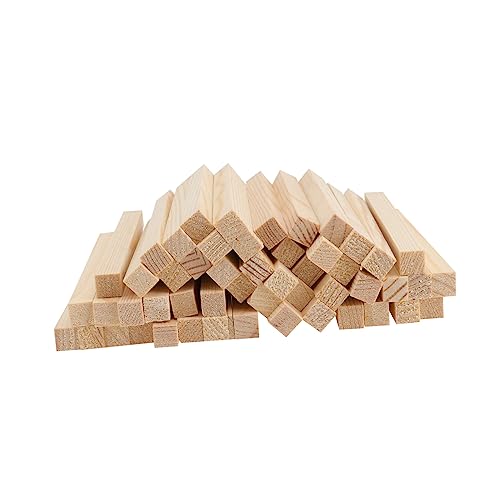 FIXOSHEE 50Stücke DIY Holzstäbe Quadratische Holzleisten für Bastelprojekte für Modellbau und Kunsthandwerk Natürlichem Kiefernholz Vielseitig Einsetzbar von FIXOSHEE