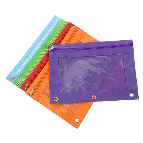 FIXOSHEE 5Stücke Durchsichtige Binder Bleistiftbeutel Reißverschlusstaschen für Dokumente Große Kapazität für Schule Neon von FIXOSHEE