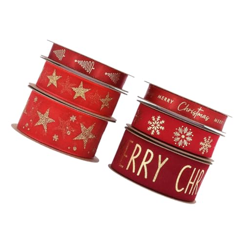FIXOSHEE 6 Rollen Rote Weihnachtsband mit Goldfolie Breites Glitzer Sheer Band für Geschenke Kränze Obstboxen Festliche Deko Vielseitiges Dekoband für Xmas Party Basteln FIXOSHEE 6 Rollen Rote Weihnachtsband mit Goldfolie Breites Glitzer Sheer Band für Geschenke Kränze Obstboxen Festliche Deko Vielseitiges Dekoband für Xmas Party Basteln von FIXOSHEE