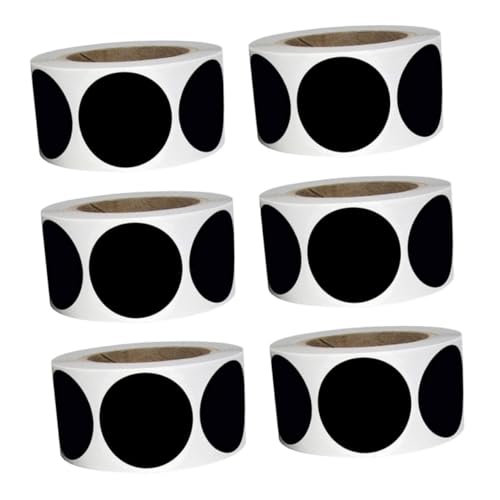 FIXOSHEE 6 Rollen Schwarze Beschreibbare Runde Aufkleber mit Starkem Haftkleber Selbstklebende Etiketten zur Klassifizierung und Organisation in Büro Küche und Lager Vielseitig Einsetzbar von FIXOSHEE