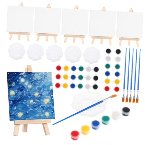 FIXOSHEE 6 Sätze Mini Staffelei für Teiliges Mini Kit mit Aquarellfarben und Palette Tragbares Malzubehör für Kreative Bastelprojekte von FIXOSHEE