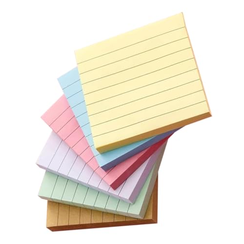 FIXOSHEE 6 Stück Bunte Selbstklebende Memo Pads Abreißbare Haftnotizen mit Liniertem Papier Praktische Notizzettel für Büro Schule und Zuhause Handliche Beidseitig Beschreibbar Vielseitige von FIXOSHEE