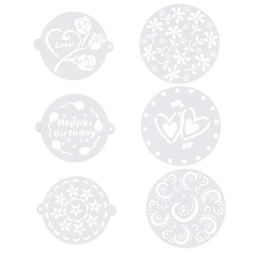 FIXOSHEE 6 Stück Teiliges Cake Decorating Stencils aus Flexiblem Kunststoff Präzise Tortenschablonen für Kuchen Kekse Fondant und Desserts Leicht zu Reinigen für Geburtstag und Hochzeit von FIXOSHEE