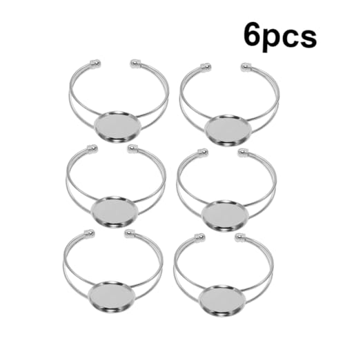 FIXOSHEE 6 Stück Teiliges DIY Armband aus Kupfer Y-förmige Armreif-basis in Silber für Schmuckherstellung Langlebige Metallplatte zum Basteln von Glasanhängern und Ketten von FIXOSHEE
