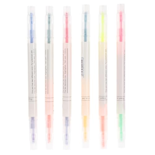 FIXOSHEE 6 Stück Teiliges Doppelkopf Marker Pastellfarben Vielseitig für Scrapbook und Kleine Bücher Praktische Schüler Textmarker zum Markieren und Notieren Geeignet von FIXOSHEE
