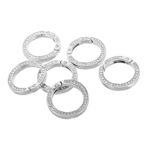 FIXOSHEE 6 Stück Teiliges Metall Schlüsselringe mit Strassbesatz Runde Schlüsselanhänger für Auto und DIY Bastelbedarf Langlebige Stabile Spaltringe für Schlüssel Taschen und Zubehör von FIXOSHEE