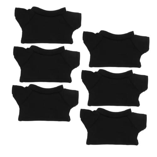 FIXOSHEE 6 Stück Teiliges Plüschbär T Shirts Schwarz Basic Rundhals Kuscheliges Stofftier Shirt für Bärenpuppen für DIY Bärenkleidung und Accessoires von FIXOSHEE