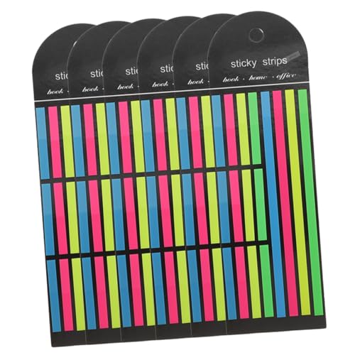 FIXOSHEE 6 Stück Teiliges Set Fluoreszierende Haftstreifen für Bücher und Notizbücher Kleine Portable Lesetabs in Bunten Farben für Markierungen Indexierung und Schnelles Wiederfinden von von FIXOSHEE
