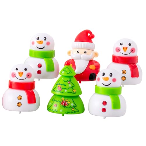 FIXOSHEE 6 Stück Teiliges Weihnachts Aufziehspielzeug Sichere Kunststoffmaterialien Lustige Tischdeko für Batteriefrei mit Niedlichem Weihnachtsdesign für Xmas Party und von FIXOSHEE
