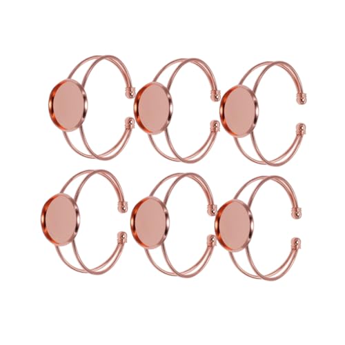 FIXOSHEE 6 Stück Y-förmige Armbandrohlinge Roségold Kupfer DIY Schmuckherstellung Verstellbare Metallarmbandbasis für Individuelle Glasanhänger und Bastelketten von FIXOSHEE
