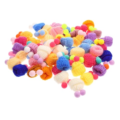FIXOSHEE 60 Stück Mini Strickmützen DIY Kleine Puppenhüte Dekorative Handarbeit Mützen für Basteln und Puppenzubehör Vielseitige Häkelmützen Zubehör für DIY projekte Zufällige Farbe von FIXOSHEE