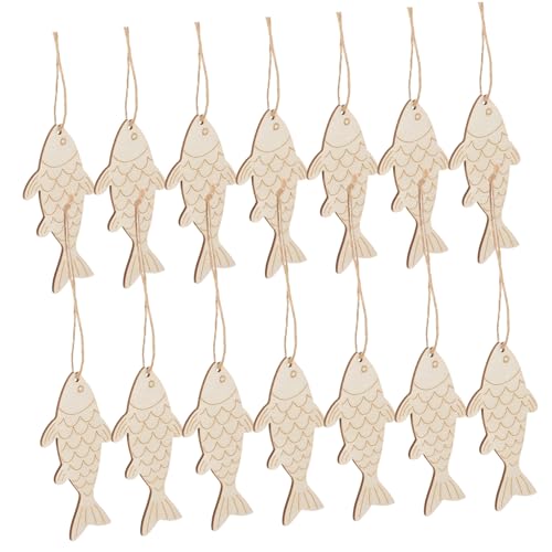 FIXOSHEE 60 Stück Teiliges Fischförmige Holzanhänger Unbehandelte Holzfiguren für Diy Bastelprojekte Mit Hanfschnur Robustes Material Vielseitige Dekoration für Wand und Party von FIXOSHEE