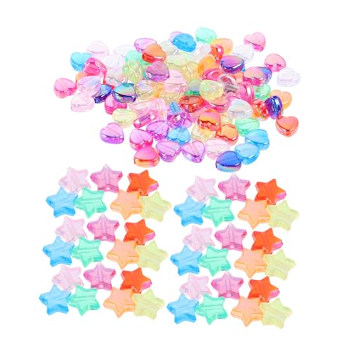 FIXOSHEE 600 Stück Bunte Transparente Acrylperlen mit Stern Herzform zum Auffädeln Robuste Glänzende Schmuckperlen für Armbandherstellung und DIY Bastelprojekte Kinderfreundlich von FIXOSHEE