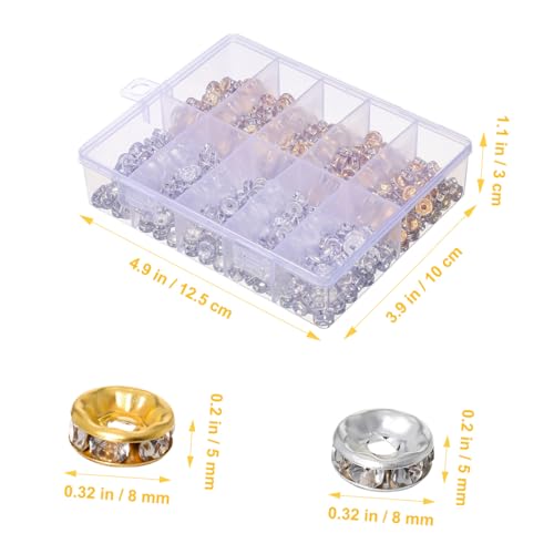 FIXOSHEE 600 Stück Schmuck Spacer Perlen mit Strass Große Armband Spacer für DIY Basteln Bunte Zwischenperlen für Halsketten und Schmuckherstellung Vielseitig Kombinierbar von FIXOSHEE