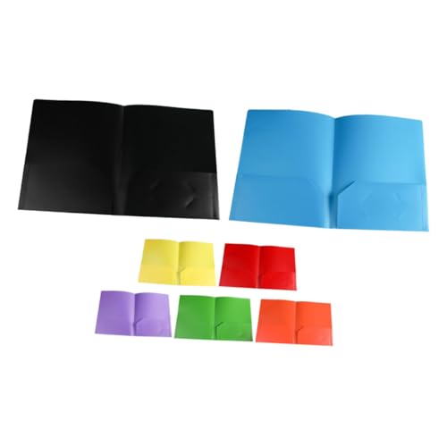 FIXOSHEE 7 Stück Teiliges aus Eleganten Kunststoff Aktenordnern mit Zwei Fächern für Schule und Büro Schwarz Orange Blau Grün Rot und Gelb von FIXOSHEE