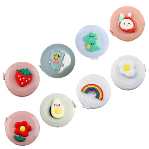 FIXOSHEE 8 Stck Teiliges Mini einziehmaßband mit Cartoon motiv Flexibles Beidseitiges Maßband aus Silikon und Kunststoff Präzise Markierungen Leicht zum Nähen und Körpermaßen Erfassen von FIXOSHEE