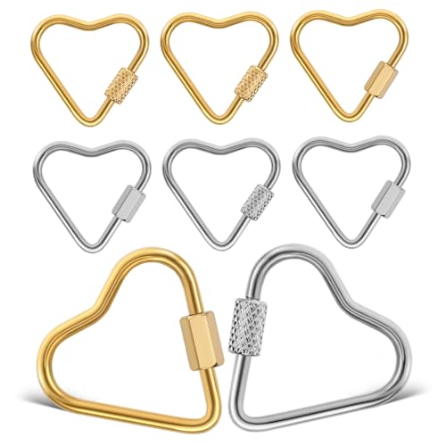 FIXOSHEE 8 Stück Herzförmiger Schraubkarabiner Teiliges Kleines Schloss Robuster Schlüsselanhänger für Schmuckherstellung Multifunktionaler Karabinerclip Sicherer Love Keychain Holder FIXOSHEE 8 Stück Herzförmiger Schraubkarabiner Teiliges Kleines Schloss Robuster Schlüsselanhänger für Schmuckherstellung Multifunktionaler Karabinerclip Sicherer Love Keychain Holder von FIXOSHEE