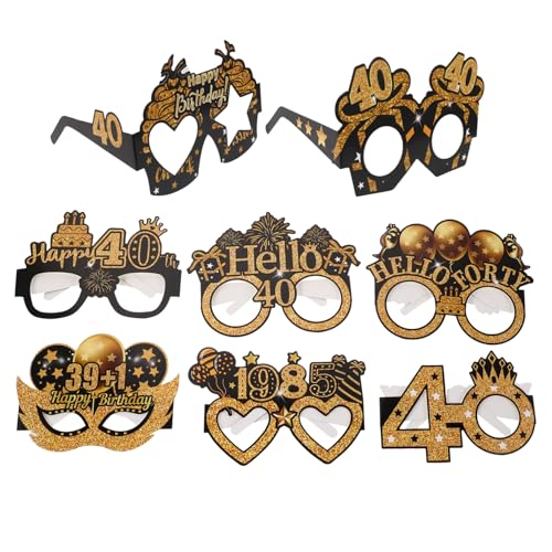 FIXOSHEE 8 Stück Teiliges Geburtstags-partybrillen aus Papier Leichte Komfortable Fotorequisiten Stabile Dekorationsbrillen Partybrillen für Gruppenfeiern und Festliche Anlässe von FIXOSHEE