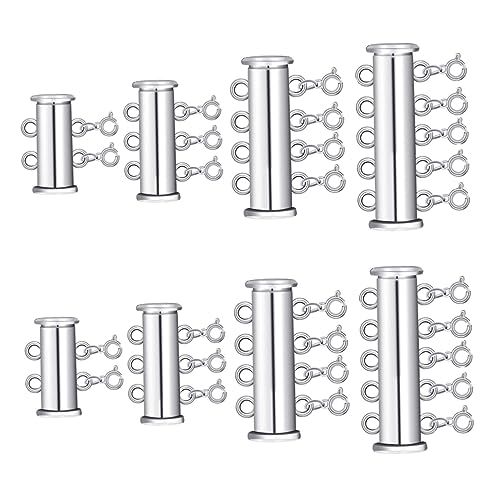 FIXOSHEE 8 Stück Teiliges Perlenverschluss für und Armbänder Silberne Schiebeverschluss für DIY Schmuck Mehrschichtige Gestaltung Leicht und Langlebig für Kreative Schmuckprojekte von FIXOSHEE