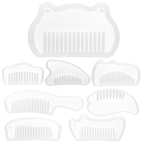 FIXOSHEE 8 Stück Teiliges Silikon Gießform für DIY Kämme Flexible Wiederverwendbare Epoxidharz Formen Halbtransparente Silikonformen für Präzises Basteln Langlebig und Leicht zu Reinigen von FIXOSHEE