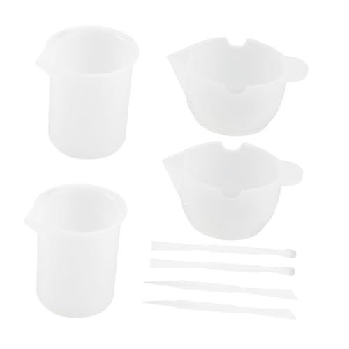 FIXOSHEE 8 Stück Teiliges Silikon Pigment Mischbecher mit Rührstäben und Spatel Flexibler Messbecher für DIY Epoxidharz UV harz Praktisch Auslaufsicher Leicht zu Gießen Wiederverwendbar von FIXOSHEE