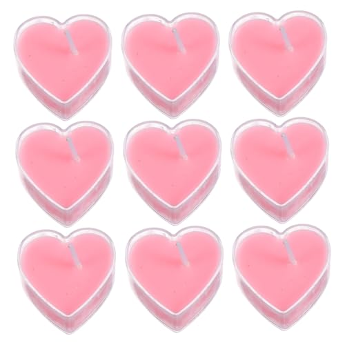 FIXOSHEE 9 Stück Romantische Herzförmige Teelichter aus Paraffinwachs mit Rosenduft Langbrennend und Praktisch für Hochzeitsdekoration und Valentinstag Kerzen für Heimevents und Anträge von FIXOSHEE