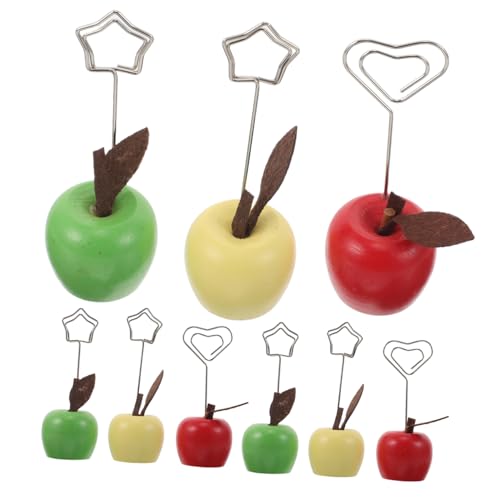 FIXOSHEE 9 Stück Teiliges Memo Clip Holz Obstform Candy Farben Notizenhalter für Fotos Namenskarten Büro Tischdekoration von FIXOSHEE