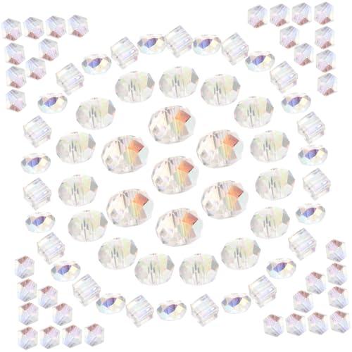 FIXOSHEE 90 Stück Teiliges Glasperlen Ab Color Facettierte Perlen zum Auffädeln für DIY Schmuckherstellung Armbänder Halsketten Kreative Handarbeiten Erwachsene von FIXOSHEE