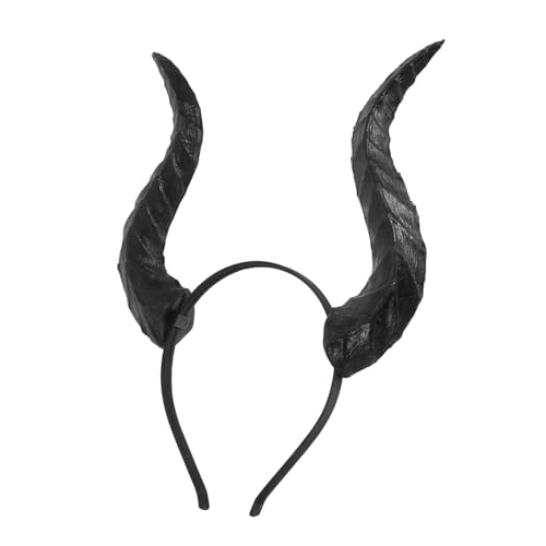 FIXOSHEE Abnehmbares Teufelshorn Stirnband für Halloween und Totentanz Elastisches Leichtes Kopfband mit Schwarzen Abnehmbaren Büffelhörnern Vielseitiges Party Cosplay-accessoire für Damen von FIXOSHEE